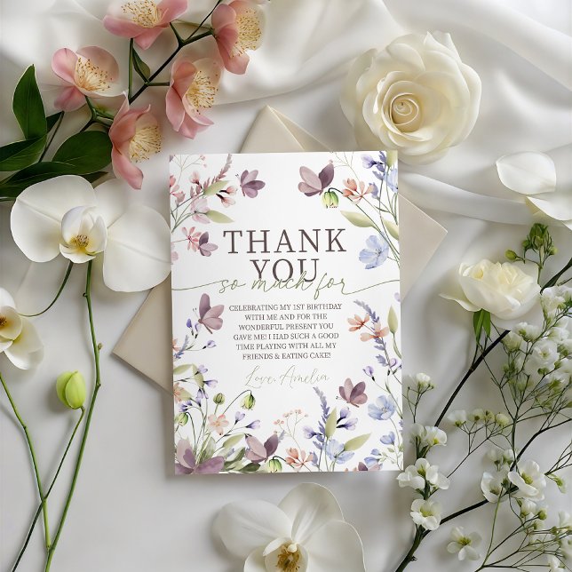 Wildflower Floral Birthday Thank You Card (Creator Uploaded)