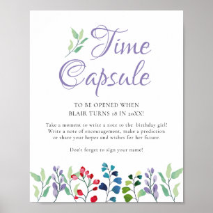 Wildflower Floral Birthday Time Capsule Game Poster