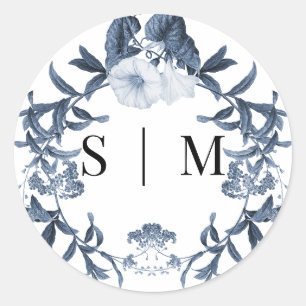 Wildflower Floral Blue n White Spring Wedding Seal