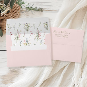 Wildflower Floral Blush Pink Return Address Envelope