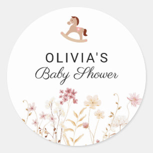 Wildflower Floral Boho Baby Shower Gift Mailer Classic Round Sticker