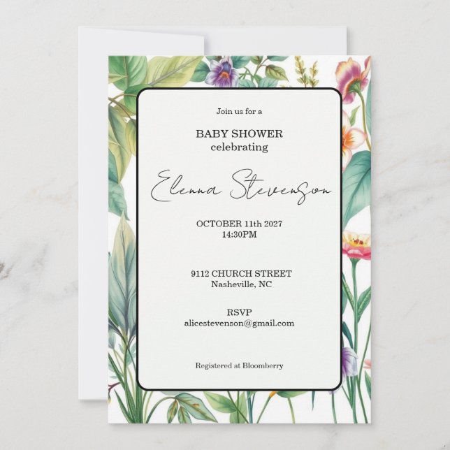 Wildflower Floral Boho Baby Shower Invitation (Front)