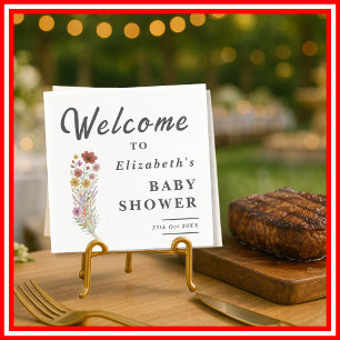 Wildflower Floral Boho Baby Shower Napkin