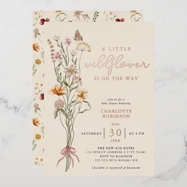 Wildflower Floral Boho Baby Shower Real (Front/Back)