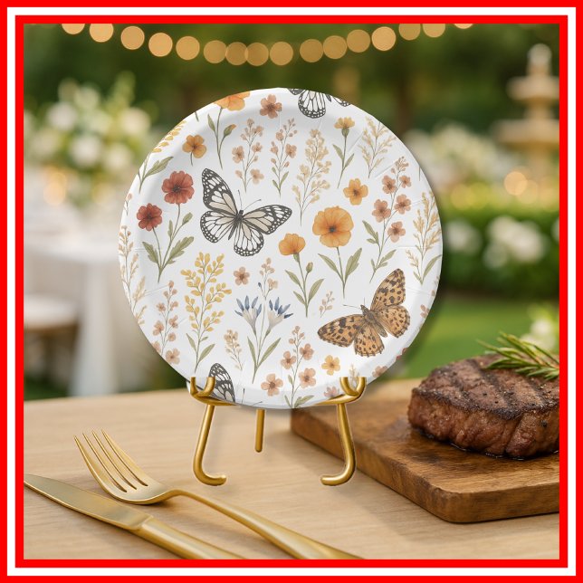 Wildflower Floral Boho Paper Plate (Creator Uploaded)