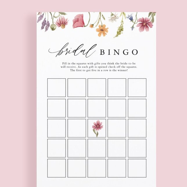 Wildflower Floral Bridal Shower Bingo Game Cards (Creator Uploaded)