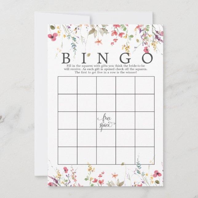 Wildflower Floral Bridal Shower Bingo Game shower  Invitation (Front)