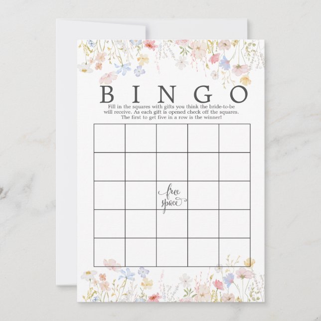 Wildflower Floral Bridal Shower Bingo Game shower  Invitation (Front)
