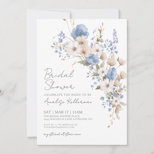 Wildflower Floral Bridal Shower Invitation (Front)