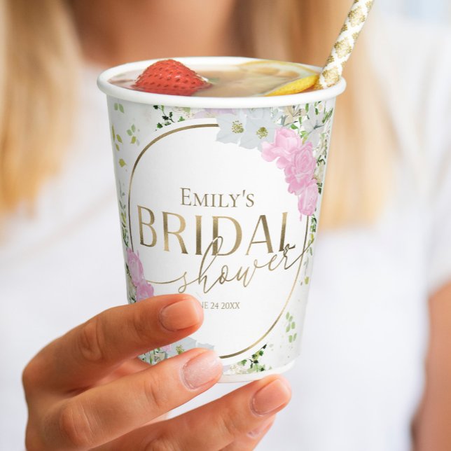 Wildflower Floral Bridal Shower Paper Cups (Creator Uploaded)