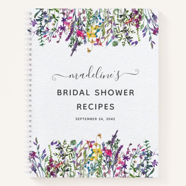 Wildflower Floral Bridal Shower Recipe Notebook (Front)