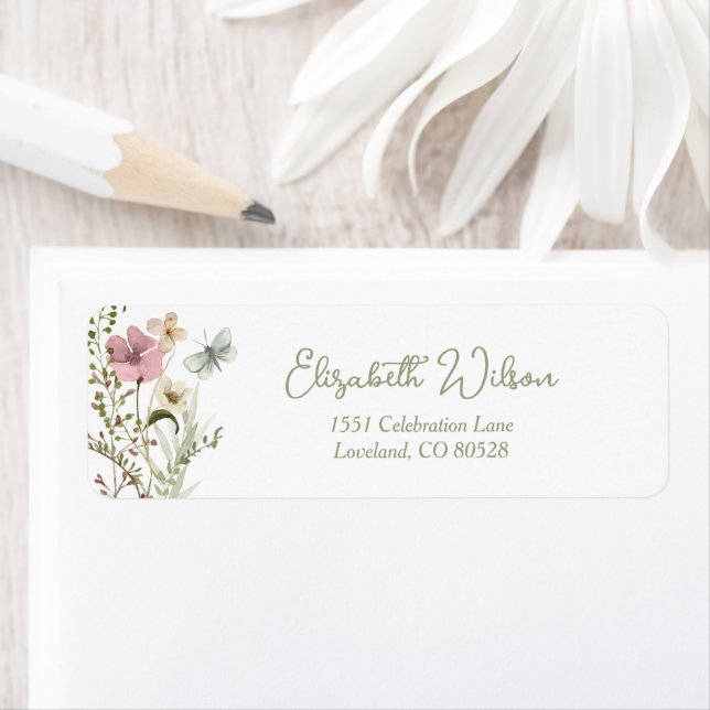 Wildflower Floral Bridal Shower Return Address (Insitu)