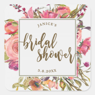 wildflower floral bridal shower sticker favours