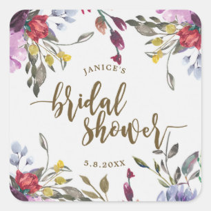 wildflower floral bridal shower sticker favours
