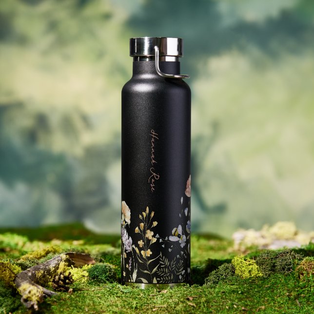 Wildflower Floral Bumble Bee | Monogram Water Bottle (Outdoor)