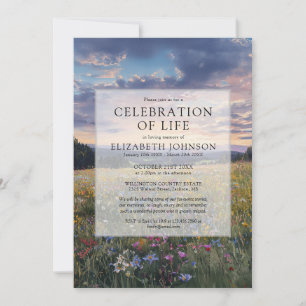 Wildflower Floral Celebration of Life Funeral Invitation