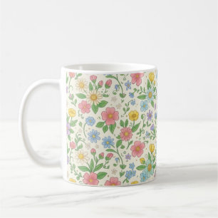 Wildflower Floral Ceramic Coffee Mug Cottagecore