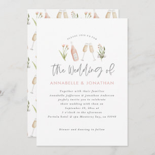 wildflower floral champagne modern script announcement