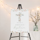 Wildflower Floral Cross Baptism Welcome Sign