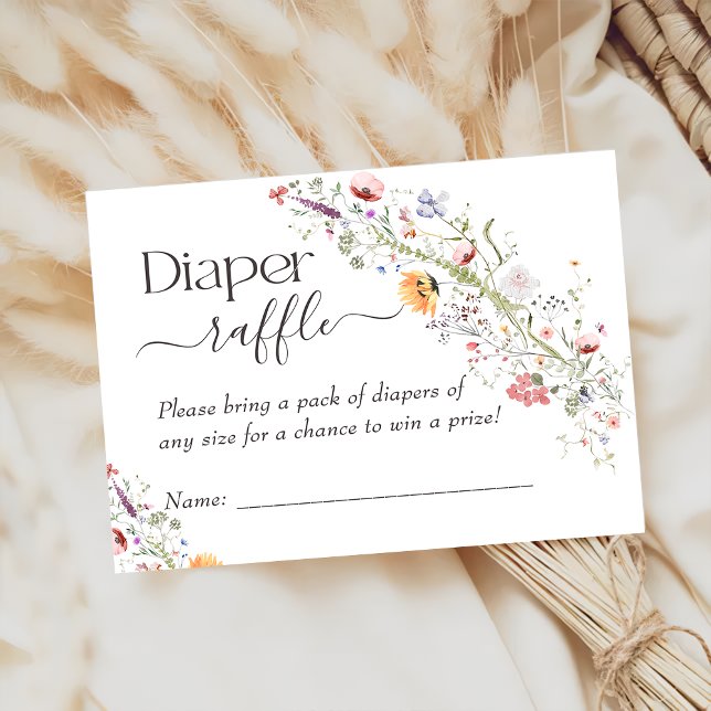 Wildflower Floral Diaper Raffle Baby Shower Enclosure Card (Creator Uploaded)