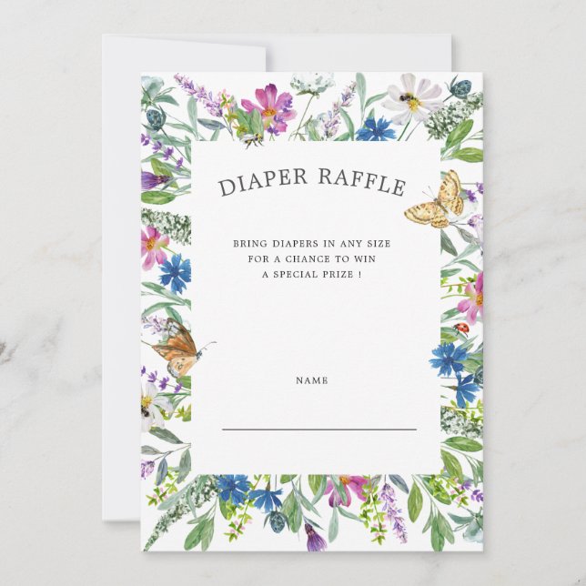 Wildflower Floral Diaper Raffle Ticket Invitation (Front)