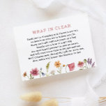 Wildflower Floral Display Shower Wrap in Clear Enclosure Card<br><div class="desc">Is there a little baby on the way soon? A Earthy baby shower theme that is so cute! Throw an adorable blush rainbow baby shower starting with this baby shower books for baby insert. Floral Wildflower Display Shower Insert| Wildflower Floral Display Shower Wrap in Clear</div>