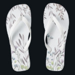 Wildflower Floral Flip Flops<br><div class="desc">Gently waving teams of wildflowers in soft purples,  blues and greys create a charming feel for a rustic or outdoor wedding. See all rest of the matching pieces in this collection. Write to me at hello@mistyqe.com for other matching pieces or customisation requests.</div>