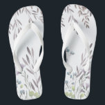 Wildflower Floral Flip Flops<br><div class="desc">Gently waving teams of wildflowers in soft purples,  blues and greys create a charming feel for a rustic or outdoor wedding. See all rest of the matching pieces in this collection. Write to me at hello@mistyqe.com for other matching pieces or customisation requests.</div>