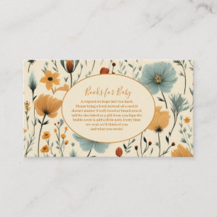 Wildflower Floral Frame Baby Showe Books for Baby Enclosure Card