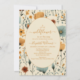 Wildflower Floral Frame Baby Shower  Invitation