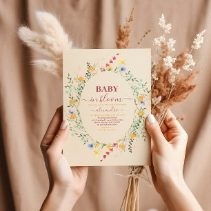 Wildflower Floral Frame Baby Shower Invitation