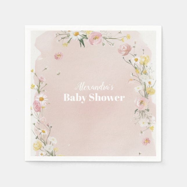 Wildflower Floral Frame  Napkin (Front)