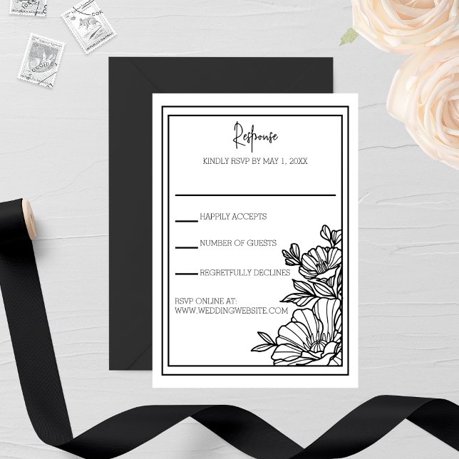 Wildflower Floral Frame Wedding RSVP Card (Creator Uploaded)