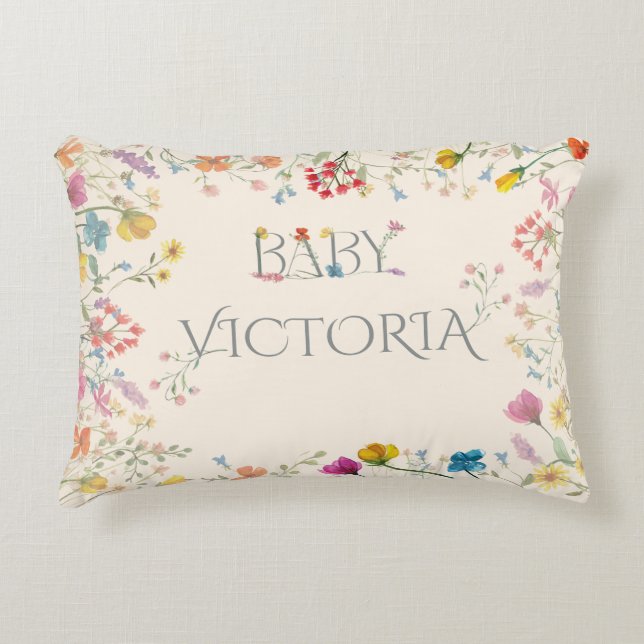Wildflower floral garden Baby Personalised pillow (Front)