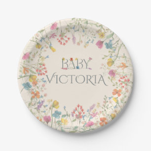 Wildflower floral garden Baby Shower  Paper Plate