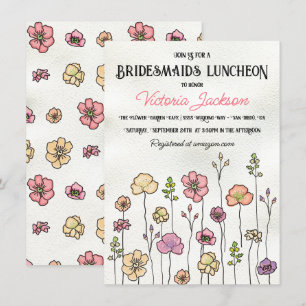 Wildflower floral garden Bridal Shower Hand drawn Invitation