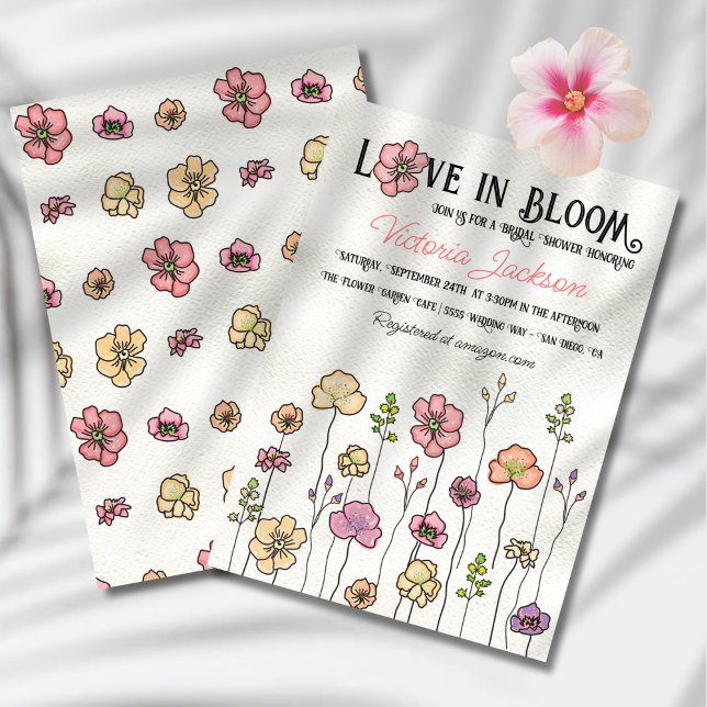 Wildflower floral garden Bridal Shower Hand drawn Invitation (Creator Uploaded)