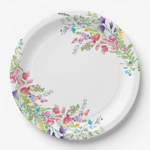 Wildflower Floral Garden Bridal Shower Paper Plate