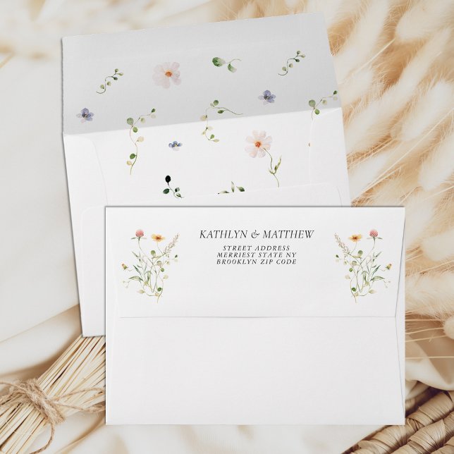Wildflower Floral Garden Colourful Wedding Envelope (Creator Uploaded)