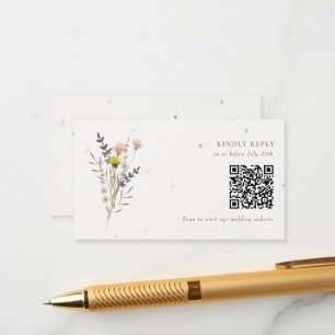 Wildflower Floral Garden QR Code Wedding RSVP Enclosure Card