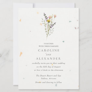 Wildflower Floral Garden Speckletone Wedding Invitation