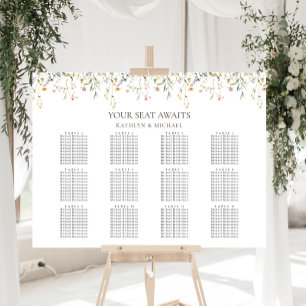 Wildflower Floral Garden Wedding 12 Table Seating Poster
