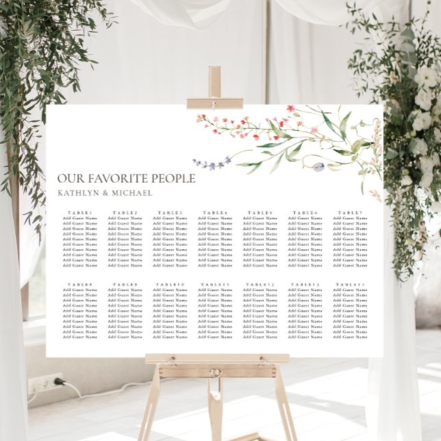 Wildflower Floral Garden Wedding 14 Table Seating Poster (Creator Uploaded)