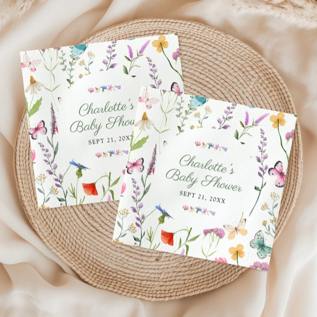 Wildflower Floral Gender Neutral Baby Shower Napkin (Creator Uploaded)