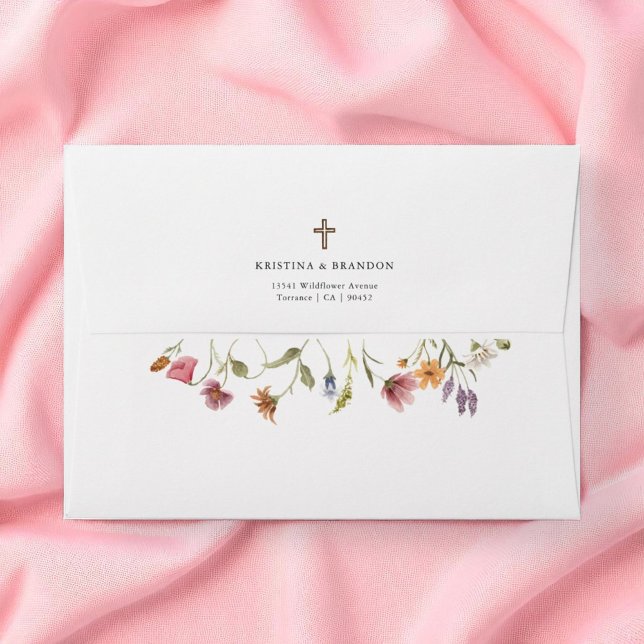 Wildflower Floral Girl Baptism Address Envelope (Creator Uploaded)