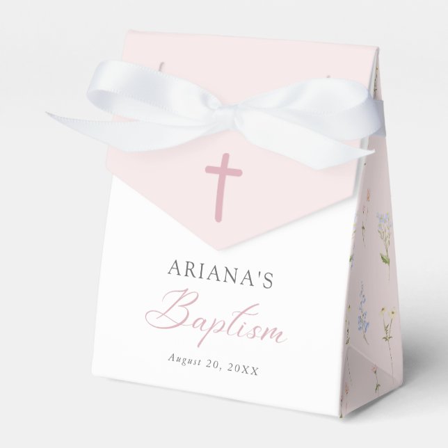 Wildflower Floral Girl Baptism Favour Box (Front Side)