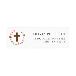 Wildflower Floral Girl Baptism Return Address
