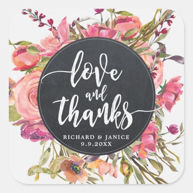 wildflower floral love and thanks sticker wedding (Front)