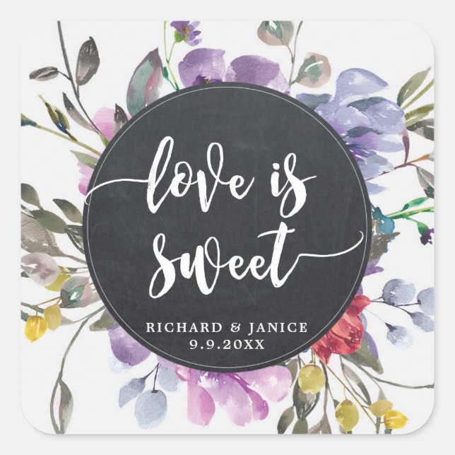 wildflower floral love is sweet sticker wedding (Front)