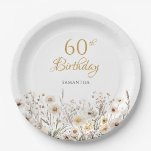 Wildflower Floral Meadow 60th Birthday Paper Plate